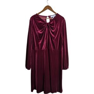 NEW Taylor Velvet Midi Dress 3X Burgundy Twist Neck Keyhole Holiday Whimsygoth